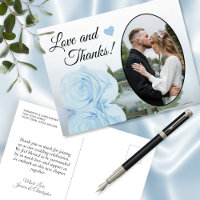 Elegant Powder Blue Rose Wedding Love & Thanks