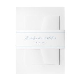 Elegant Powder Blue Script Wedding Invitation Belly Band