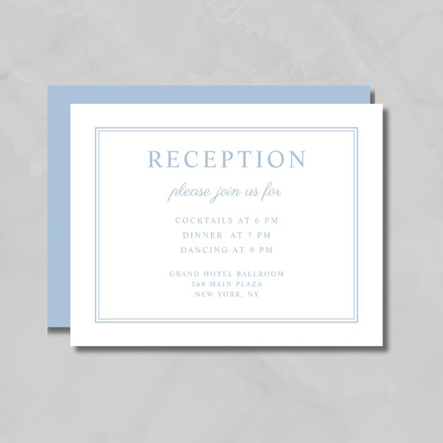 Elegant Powder Blue Script Wedding Reception Enclosure Card (Elegant Powder Blue Script Wedding Reception Enclosure Card)