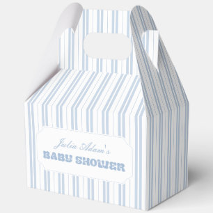 Elegant Powder Blue Striped Pattern Baby Shower Favour Box