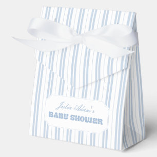 Elegant Powder Blue Striped Pattern Baby Shower Favour Box