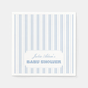 Elegant Powder Blue Striped Pattern Baby Shower Napkin