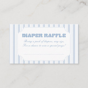 Elegant Powder Blue Striped Pattern Diaper Raffle Enclosure Card