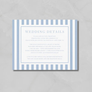 Elegant Powder Blue Stripes Wedding Details Enclosure Card