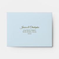 Elegant Powder Blue with Gold Lace Wedding RSVP