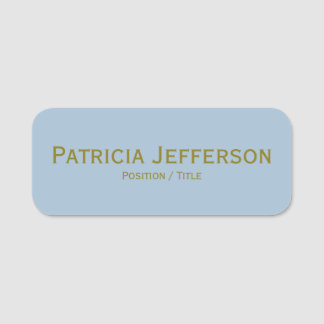 Elegant Powder Light Blue Gold Unique Professional Name Tag