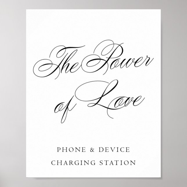 Elegant Power of Love Charge Station Black Script Poster (Front)