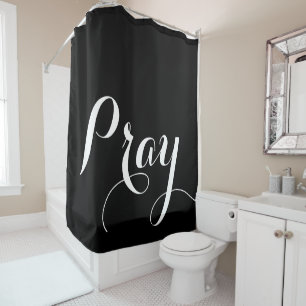 elegant PRAY script lettering Shower Curtain