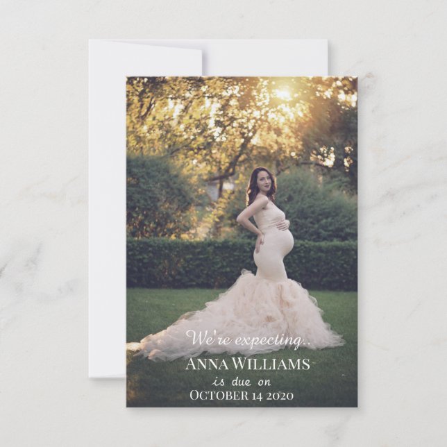 Elegant Pregnancy Announcement Card (Front)