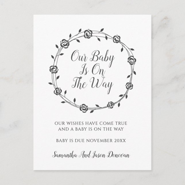 Elegant Pregnancy Announcement Flowers Buds Wreath (Front)