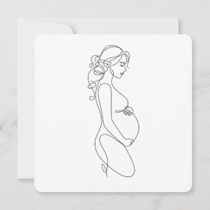 Elegant Pregnancy Line Art Minimalist  Invitation