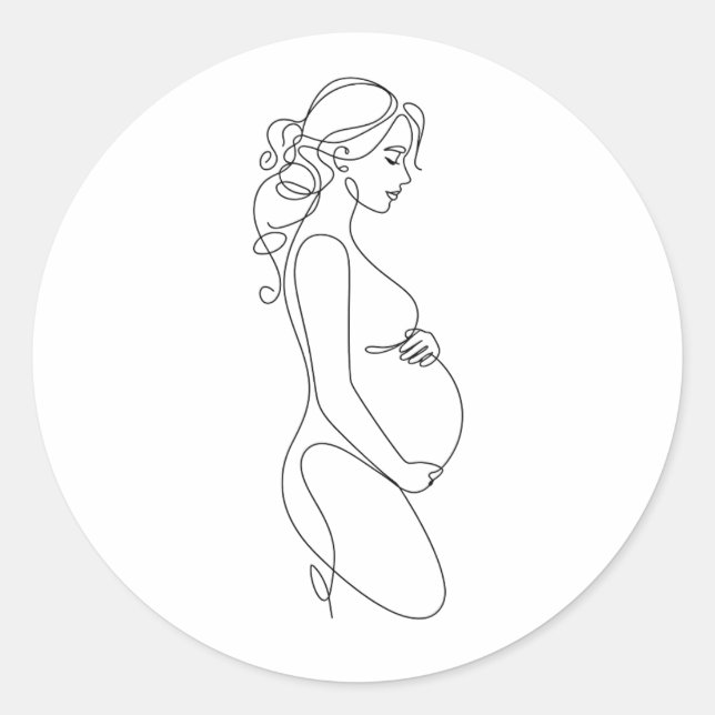 Elegant Pregnancy Line Art Minimalist Sticker (Front)