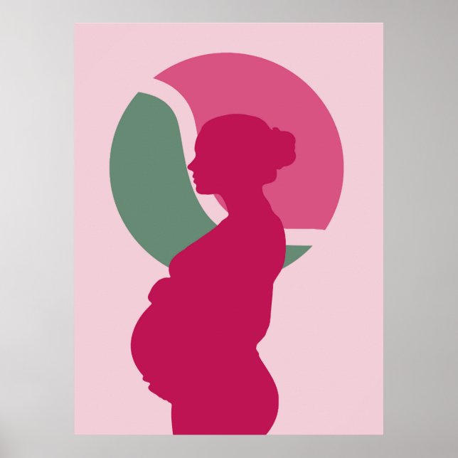 Elegant Pregnant Woman Silhouette Nursery Wall Art (Front)