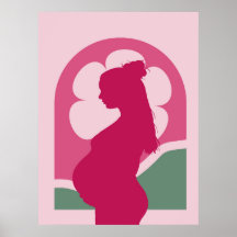 Elegant Pregnant Woman Silhouette Nursery Wall Art