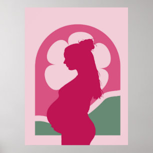 Elegant Pregnant Woman Silhouette Nursery Wall Art