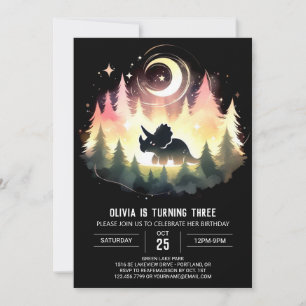 Elegant Prehistoric Triceratops Birthday Invitation