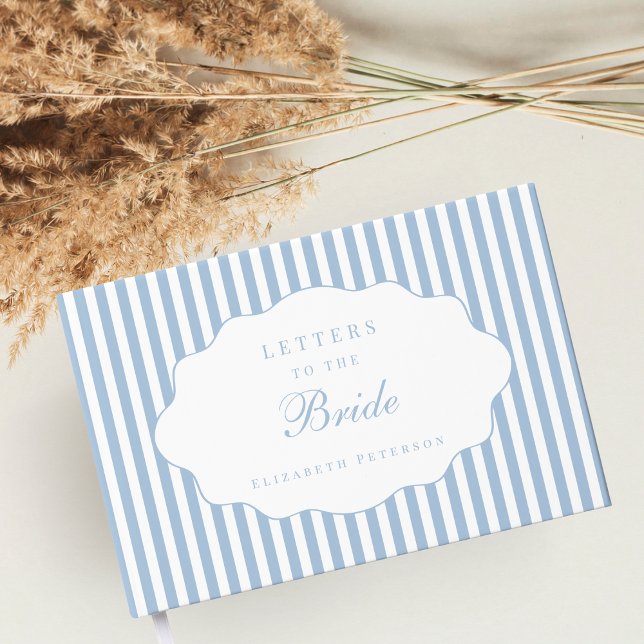 Elegant Preppy Dusty Blue Letters To The Bride  Guest Book (Creator Uploaded)