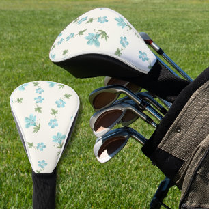 Elegant Preppy Floral Cottagecore Ivory Soft Blue Golf Head Cover