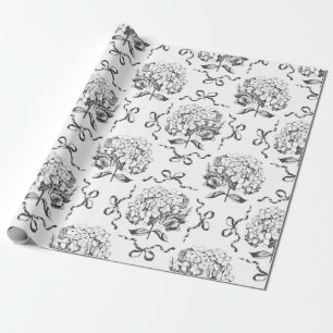 Elegant Preppy Hydrangea Bow Toile Pattern Wrapping Paper