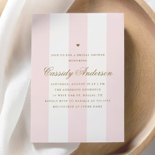 Elegant Preppy Modern Pink Stripe Bridal Shower Invitation