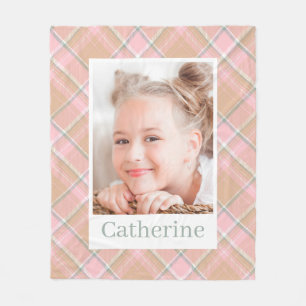 Elegant Preppy Personalised Girl Photo Fleece Blanket