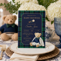 Elegant Preppy Polo Teddy Bear Baby Shower