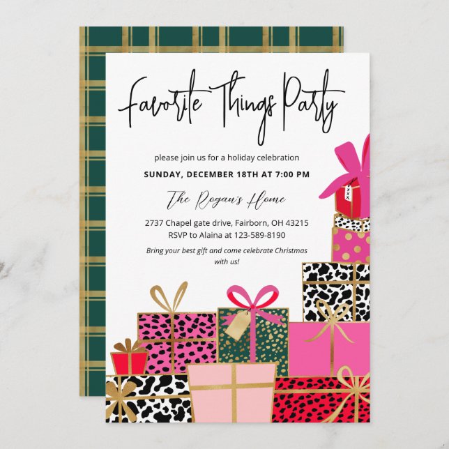 Elegant Presents Favorite Things Party Holiday  Invitation (Front/Back)