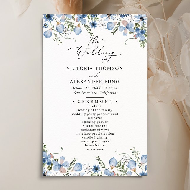 Elegant Pressed Flowers Wedding Program (Creator Uploaded)