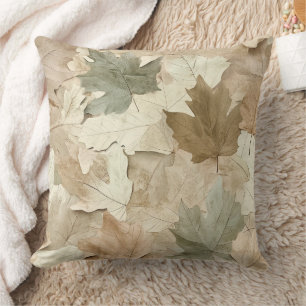 Elegant Pressed Leaves with Warm Parchment Base Cushion