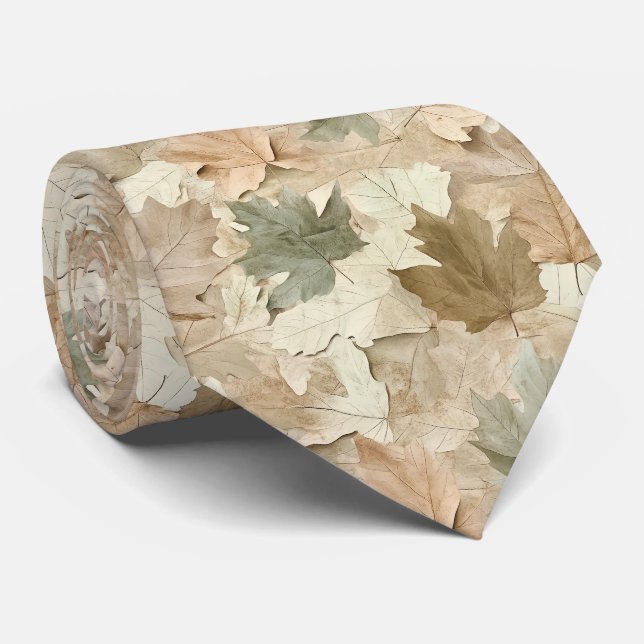 Elegant Pressed Leaves with Warm Parchment Base Tie (Rolled)