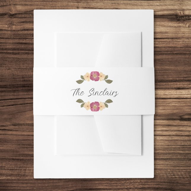 Elegant Pressed Wildflowers Boho Garden Wedding Invitation Belly Band (Creator Uploaded)