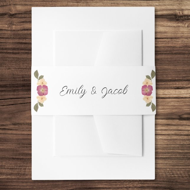 Elegant Pressed Wildflowers Boho Garden Wedding Invitation Belly Band (Creator Uploaded)