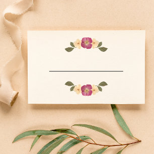 Elegant Pressed Wildflowers Boho Garden Wedding Place Card