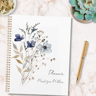 Elegant Pretty Blue Flower Bouquet Floral 2026 Planner