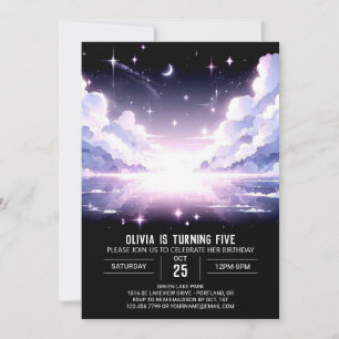 Elegant Pretty Celestial Digital Birthday Invitation