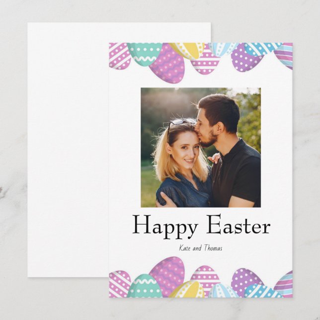 Elegant Pretty Chic Photo Happy Easter Eggs Card (Front/Back)