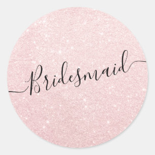 Elegant pretty chick rose gold glitter bridesmaid classic round sticker