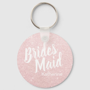 Elegant pretty chick rose gold glitter bridesmaid key ring