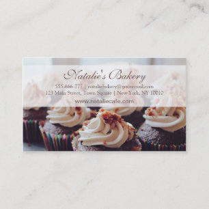 Elegant Pretty Cupcakes Bakery Business Cards
