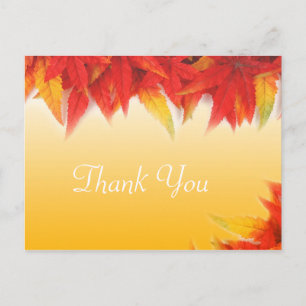 Elegant, pretty fall wedding favour thank you postcard