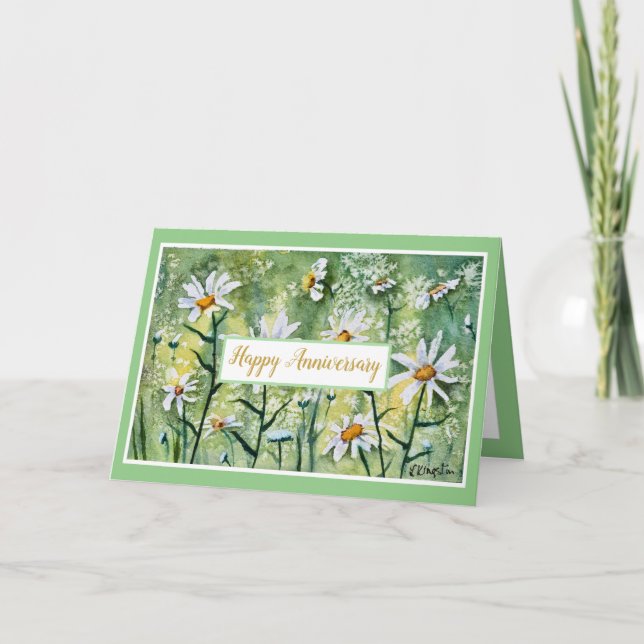 Elegant Pretty Floral Happy Anniversary Card (Front)