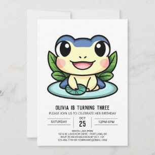 Elegant Pretty Frog Digital Birthday Invitation