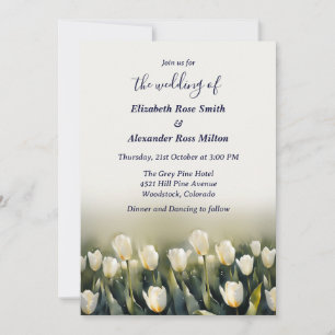 Elegant Pretty garden of white tulips wedding Invitation
