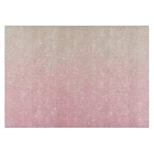 Elegant pretty girly gradient rose gold glitter cutting board