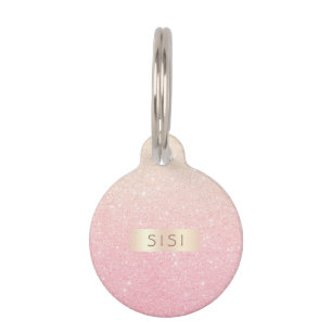 Elegant pretty girly gradient rose gold glitter pet tag