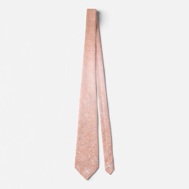Elegant pretty gradient copper rose gold glitter tie (Front)