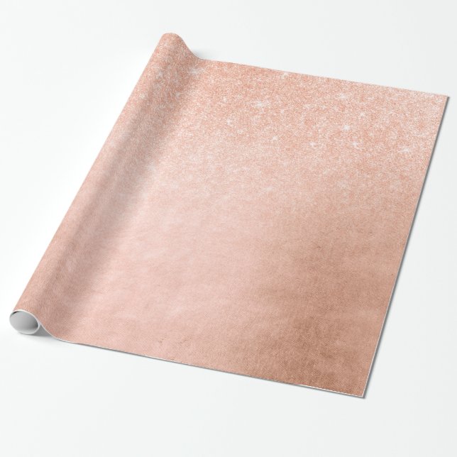 Elegant pretty gradient copper rose gold glitter wrapping paper (Unrolled)