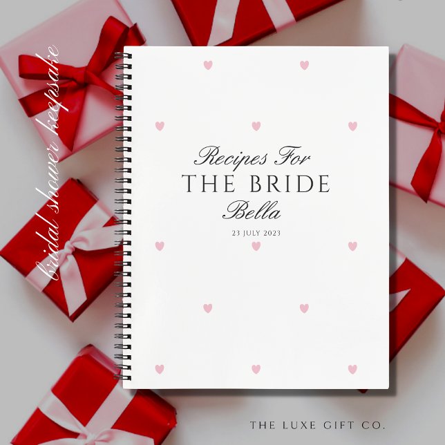 Elegant Pretty Hearts Bridal Shower Gift Recipe Notebook (Creator Uploaded)