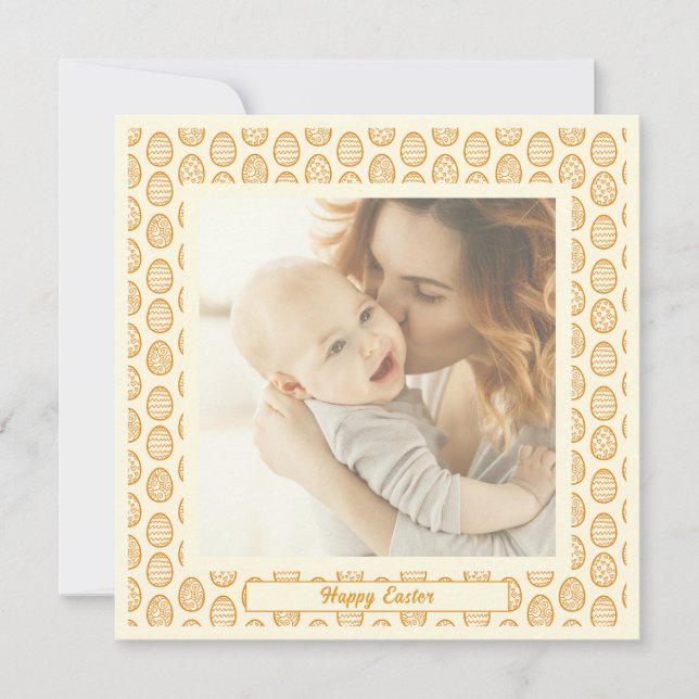 Elegant Pretty Pastel Chic Photo Happy Easter Eggs Holiday Card (Front)