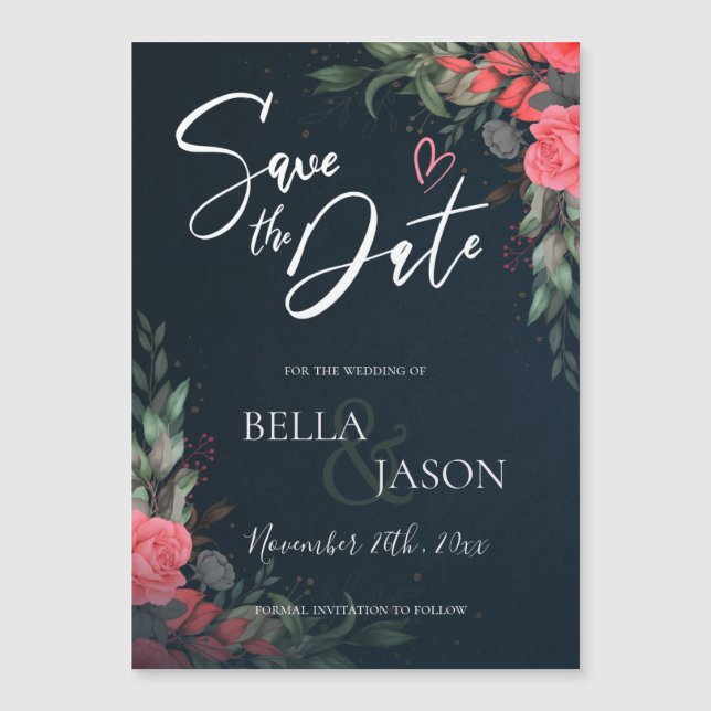 Elegant Pretty Peach Orange Floral Wedding (Front)